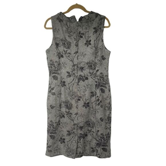 Talbots Gray Tones Rose Floral Wool Blend Sheath Dress Sz 14 Women’s - Picture 2 of 8
